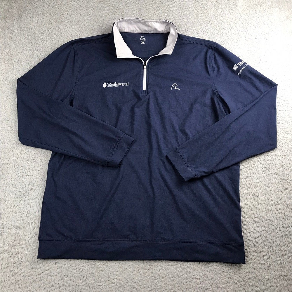 Rhoback Solid Performance Q-Zip Mens XL‎ Navy Blue Pullover *Company Logos*